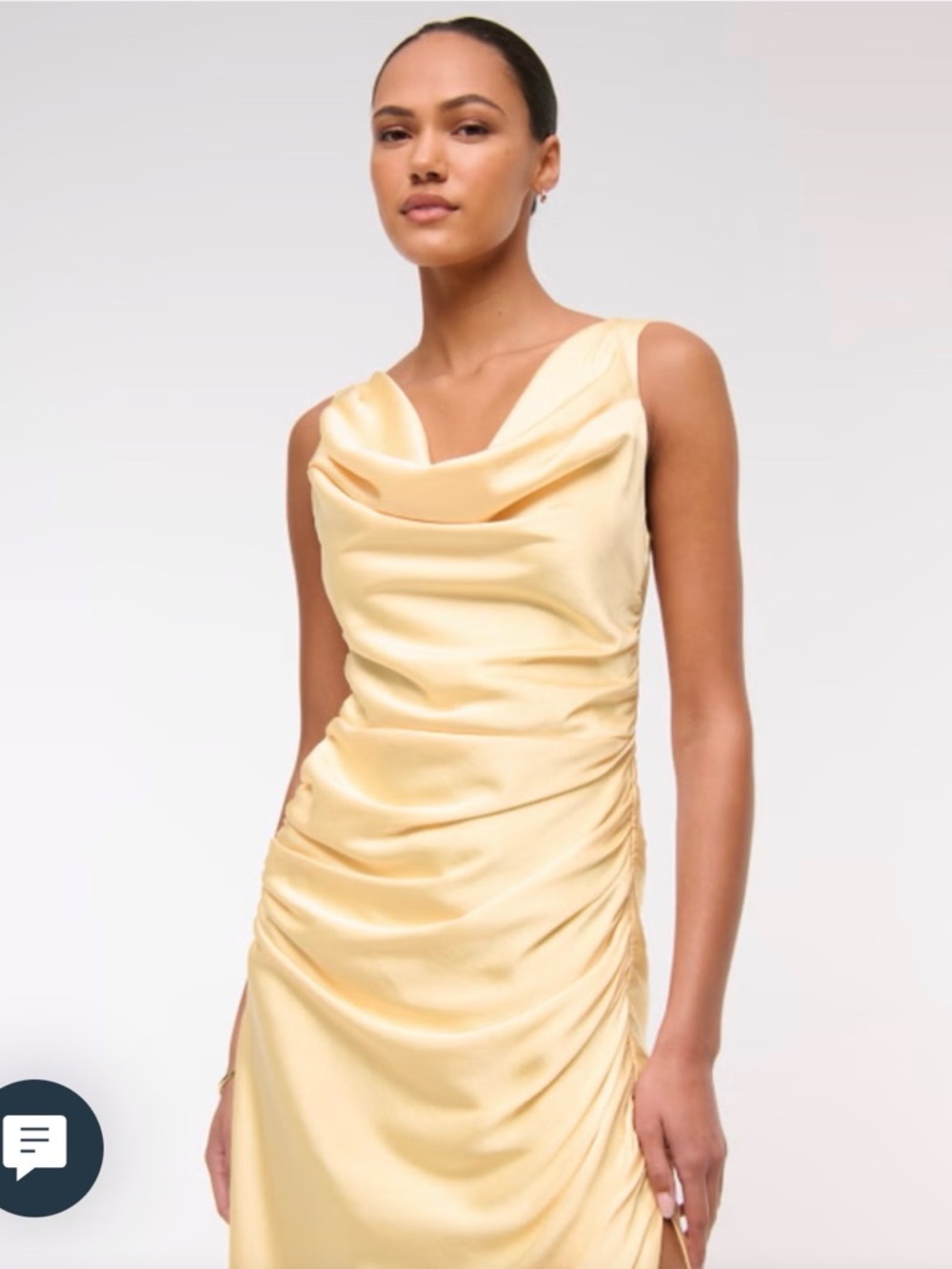 Abercrombie & Fitch Pale Yellow Satin Cowl-Neck Maxi Dress - Picture 2 of 5